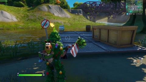Catch an object with a fishing pole in different locations with No Fishing signs in Fortnite