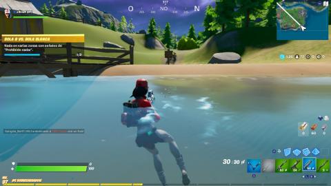 Swim in several areas with no swimming signs in Fortnite - 8 Ball vs. White Ball locations