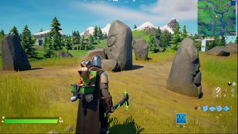 Where to use an emote next to stone statues in Fortnite season 5 - week 9 locations