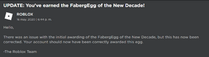 FabergEgg da nova década