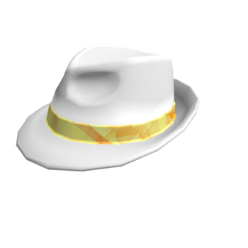 Chapeau blanc or scintillant à bandes de patron