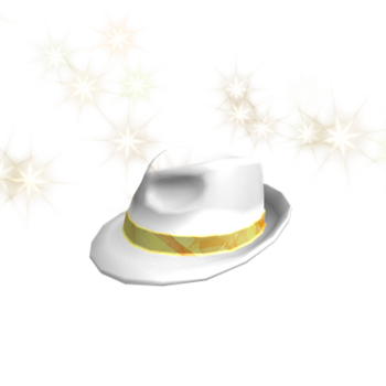 Chapeau blanc or scintillant à bandes de patron