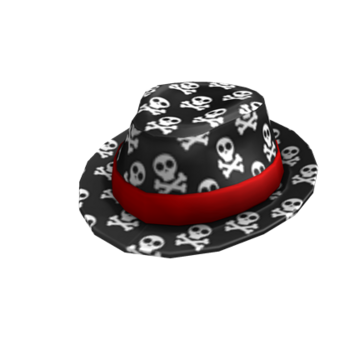 Fedora de calavera y tibias cruzadas