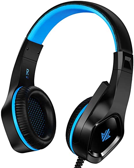 Fone de ouvido azul futurista para jogos