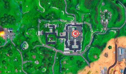 Paint graffiti on a fountain, a landfill crane, and a vending machine in Fortnite, Shoot and Paint