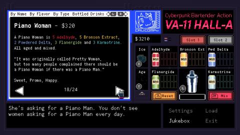 Analysis of VA-11 HALL-A: Cyberpunk Bartender Action for Nintendo Switch