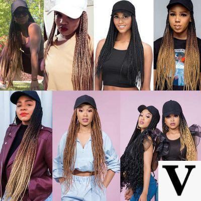 Box Braids con gorra de béisbol