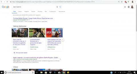Epic Games pays for Fortnite to appear in Google searches for Apex Legends