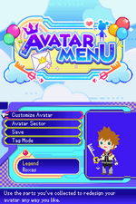 Menu d'avatars