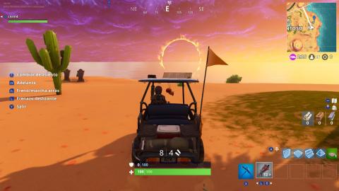 Jump through flaming circles with a shopping cart or CTT in Fortnite