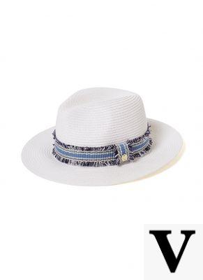 Fedora con bandas azules y blancas