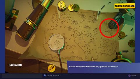 Find where the knife is pointing on the Fortnite treasure map loading screen