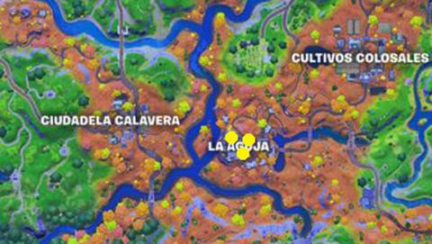 Where to find the gold figurines near the Spire in Fortnite season 6 - week 1 locations